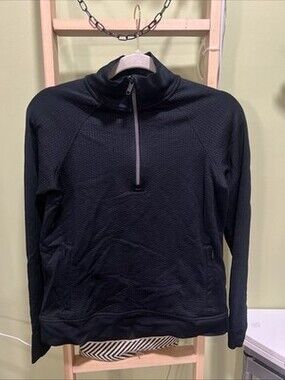 Lululemon Women's Black Engineered Warmth 1/4 Zip Pullover Size 6